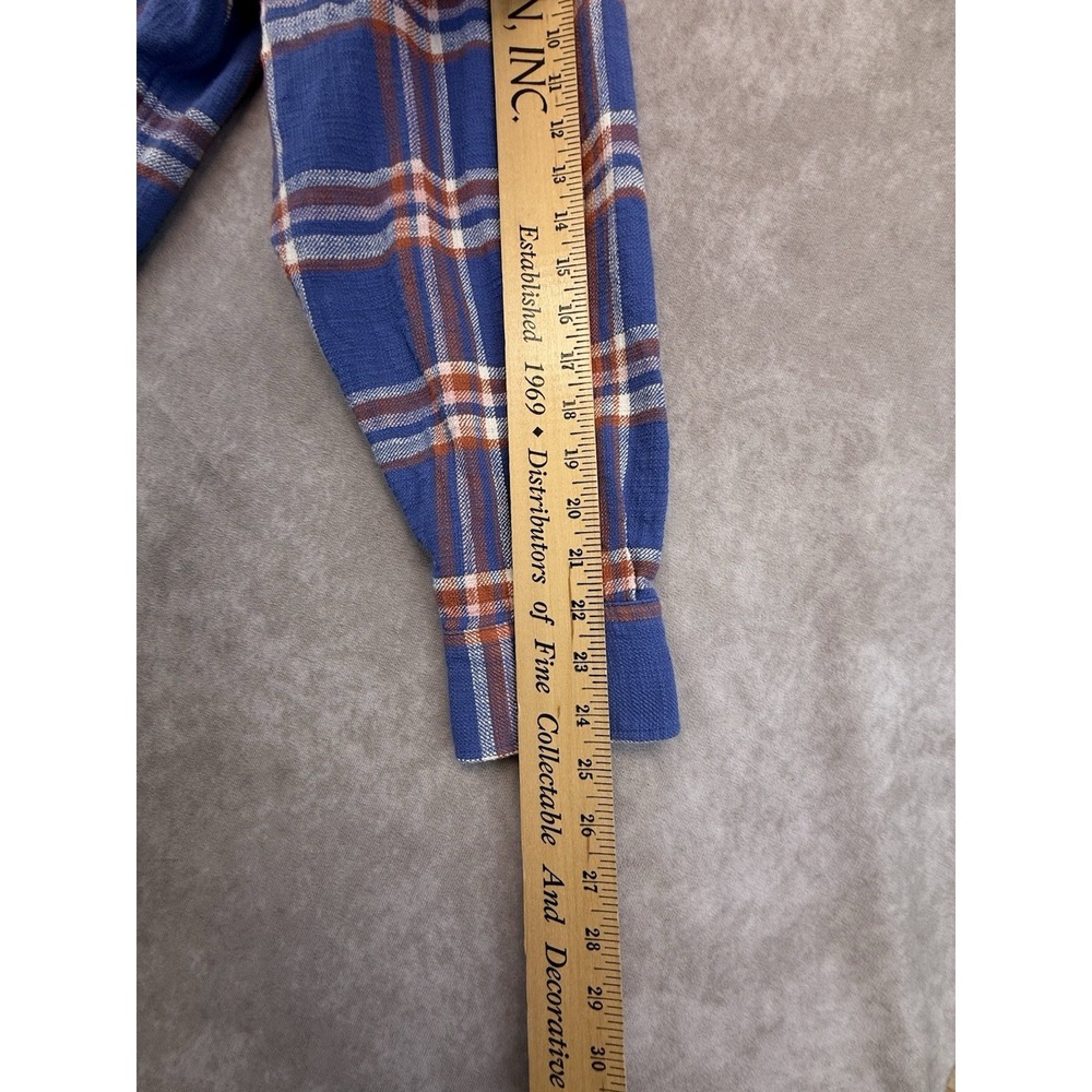 Proper Cloth Mens Flannel Shirt 2XL Relaxed Cotton Plaid Blue Red Workwear - Picture 10 of 10